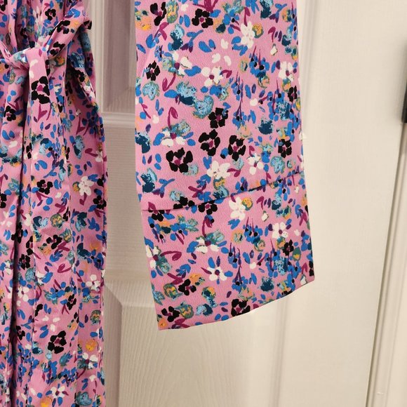 Vero Moda Button-Up Pink Floral Print Long-Sleeved Dress with Belt - Picture 6 of 6